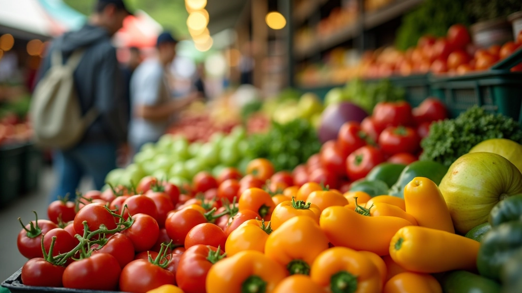 Marché local avec légumes frais et colorés de saison