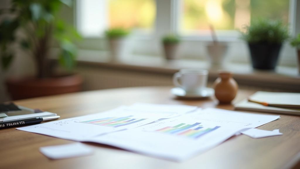 Espace de travail avec guides pratiques sur l'optimisation budgétaire alimentaire et prospectus promotionnels